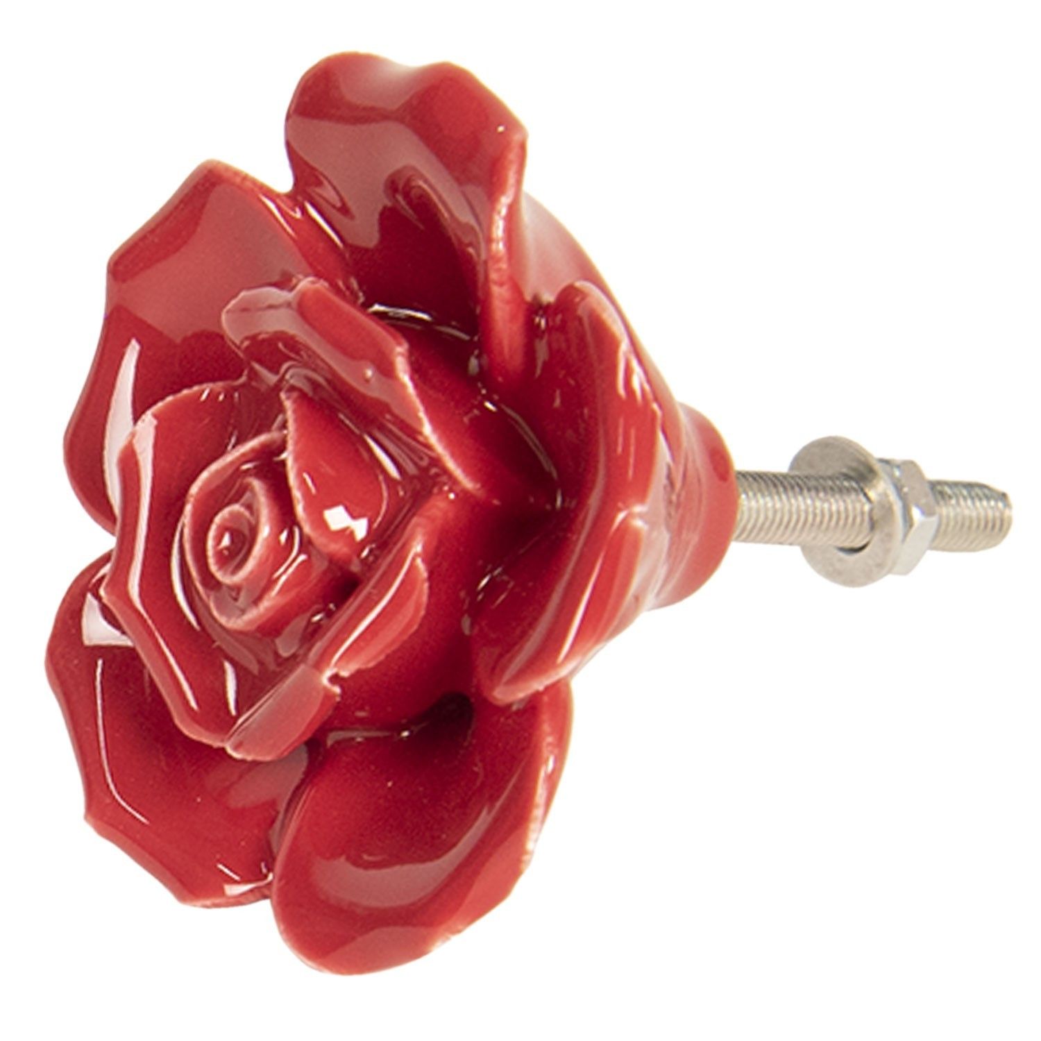 Úchytka na nábytek Červená růže – Ø 4 cm Clayre & Eef - LaHome - vintage dekorace