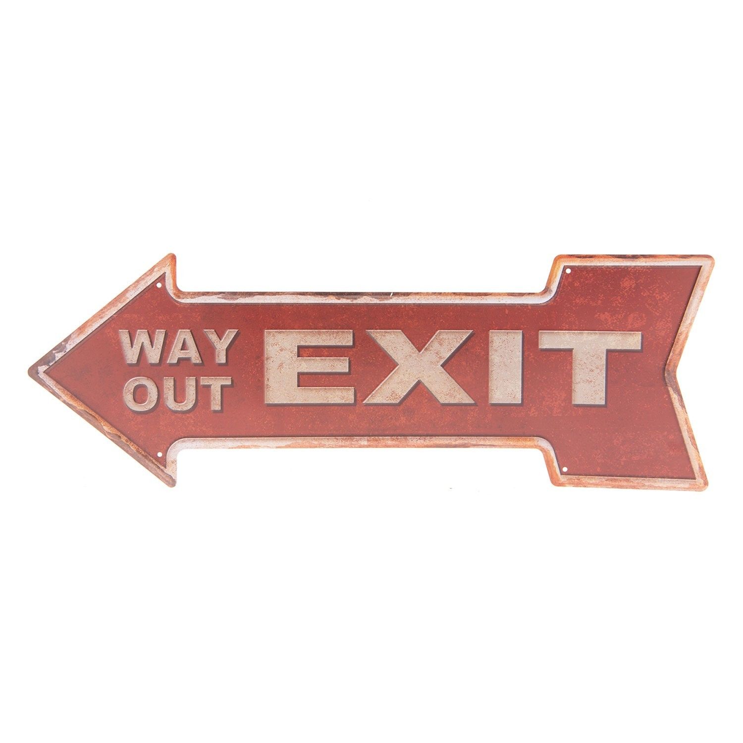 Červená plechová cedule Exit - 46*15 cm Clayre & Eef - LaHome - vintage dekorace