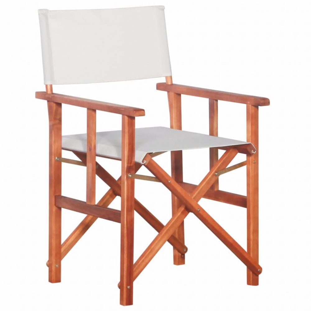 Režisérská židle akáciové dřevo Dekorhome Bílá - DEKORHOME.CZ
