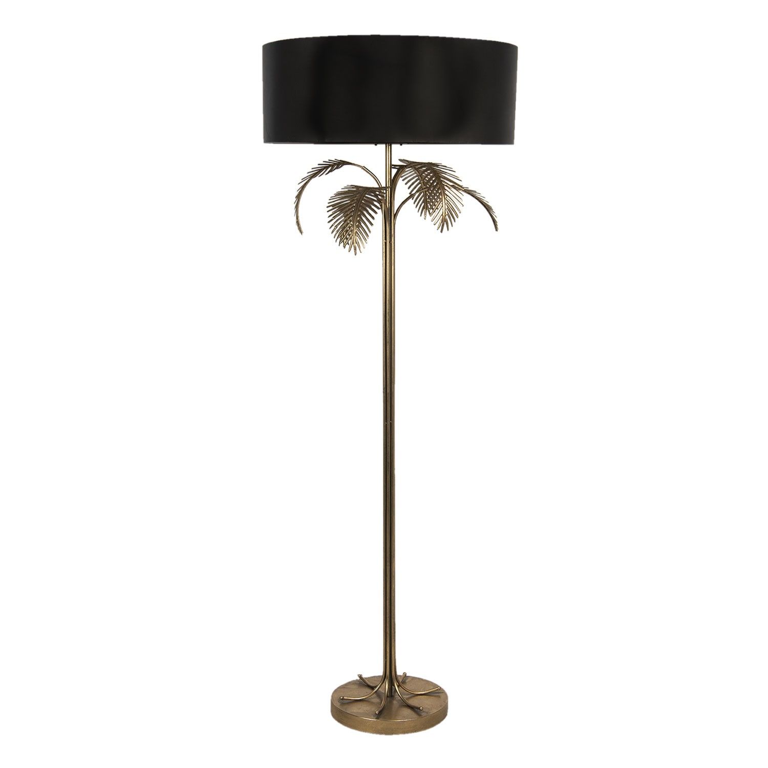 Zlatá stojací lampa s černým stínidlem Phyllida – Ø 60*165 cm Clayre & Eef - LaHome - vintage dekorace