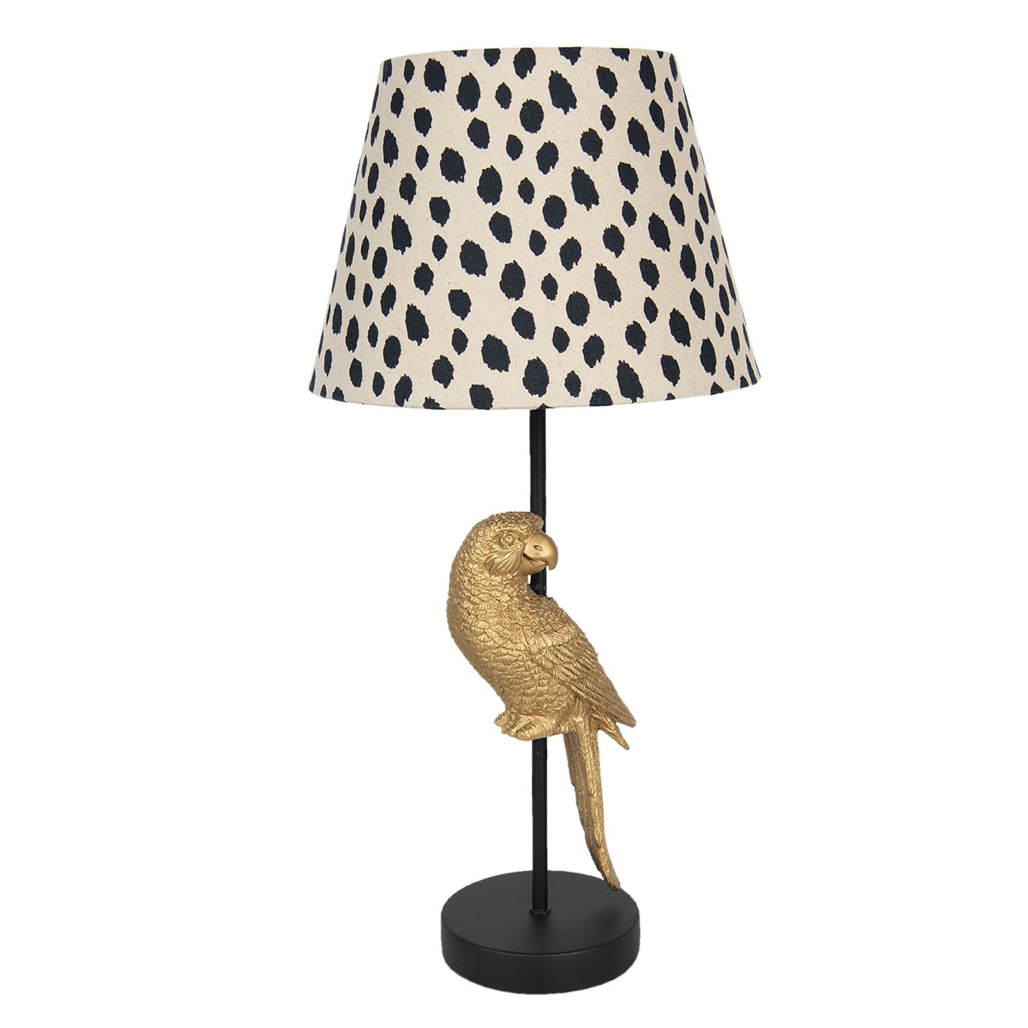Stolní lampa s dekorací zlatého papouška – Ø 25*51 cm / E27 Clayre & Eef - LaHome - vintage dekorace