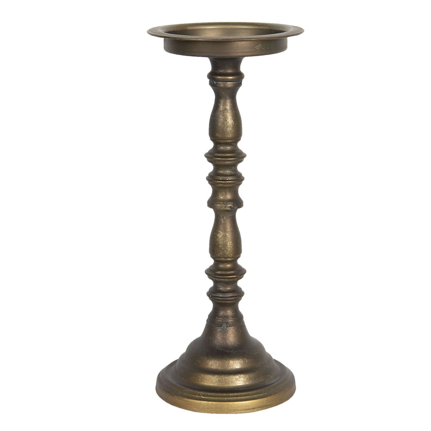 Béžovo - hnědý vysoký svícen antický sloup - 16*16*63 cm Clayre & Eef - LaHome - vintage dekorace