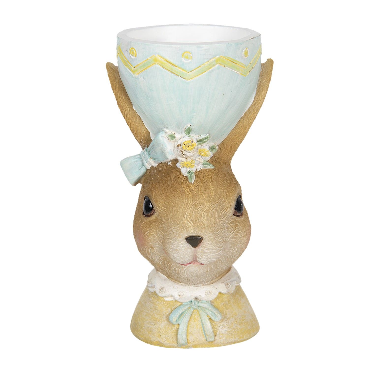 Dekorace králičí dámy s držákem na vajíčko v klobouku - 7*7*12 cm Clayre & Eef - LaHome - vintage dekorace