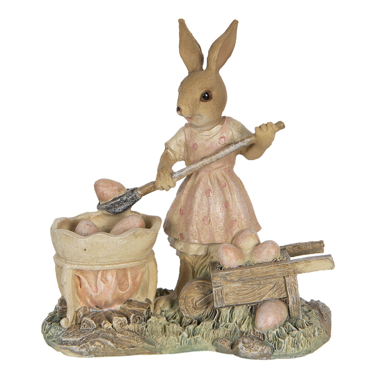 Velikonoční dekorace králičí slečny nabírající vajíčka - 12*6*12 cm Clayre & Eef - LaHome - vintage dekorace