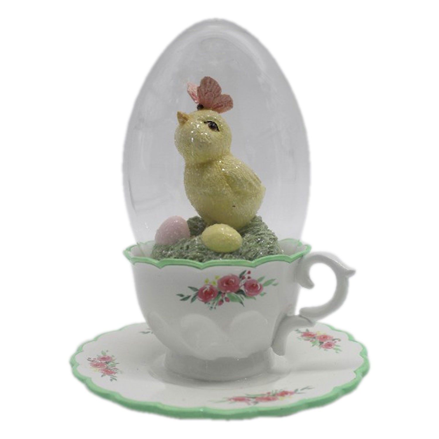 Velikonoční dekorace Kuře ve skleněném vajíčku - 12*15 cm Clayre & Eef - LaHome - vintage dekorace