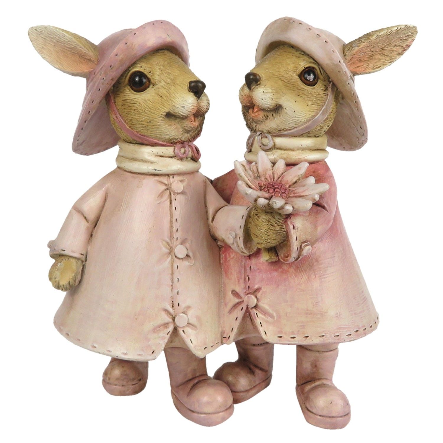 Velikonoční dekorace králičích slečen v pršipláštích - 13*8*13 cm Clayre & Eef - LaHome - vintage dekorace