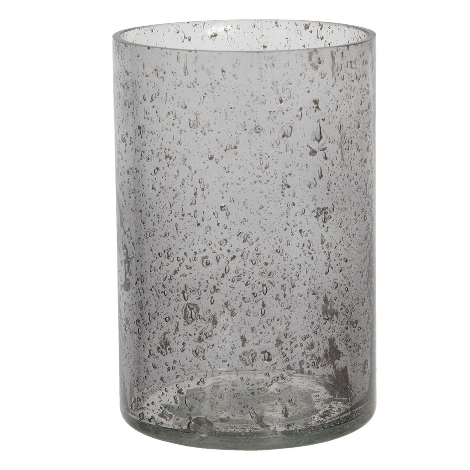 Šedý skleněný svícen na čajovou svíčku Nolace - Ø 10*15 cm Clayre & Eef - LaHome - vintage dekorace