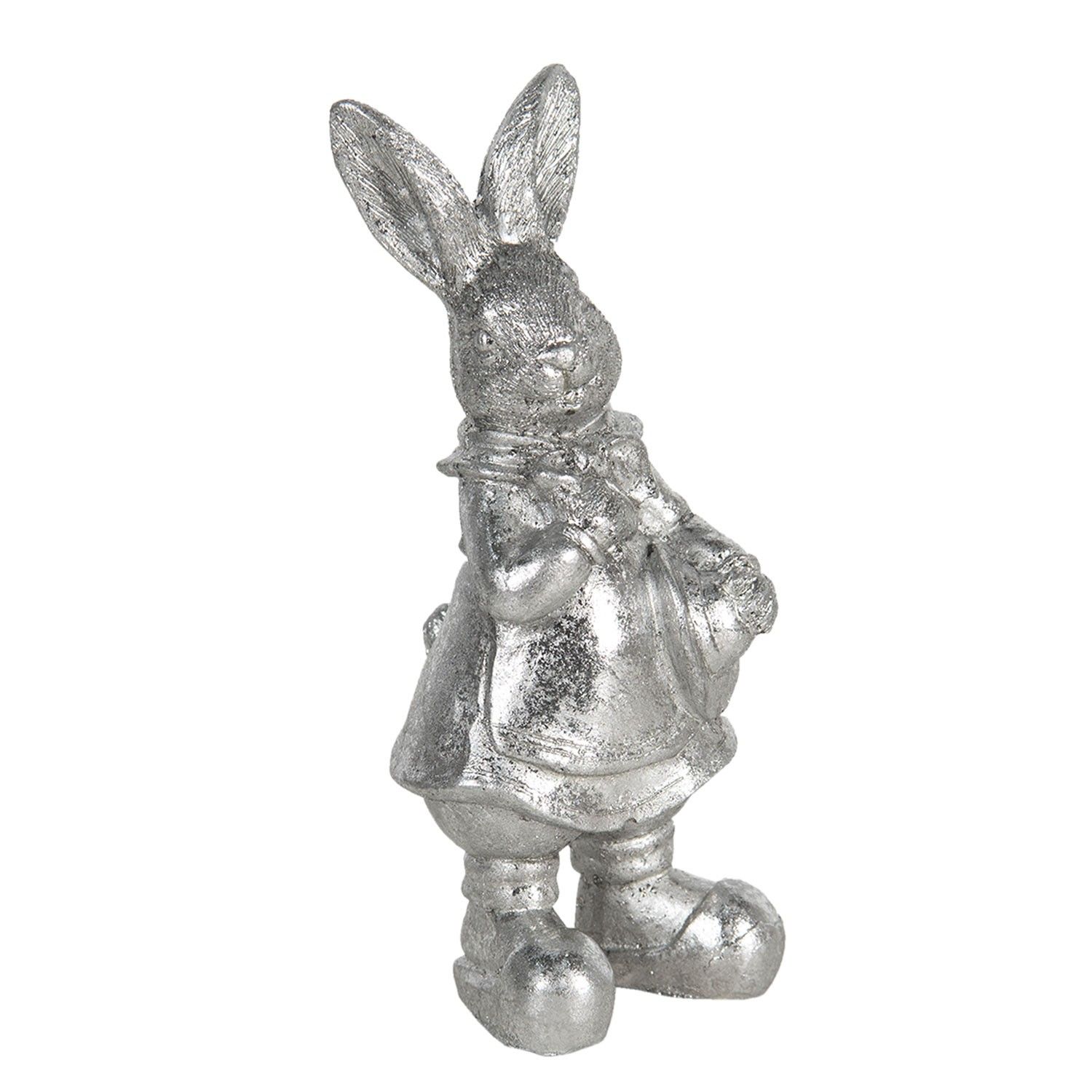 Velikonoční dekorace stříbrného králíka Métallique - 6*6*13 cm Clayre & Eef - LaHome - vintage dekorace