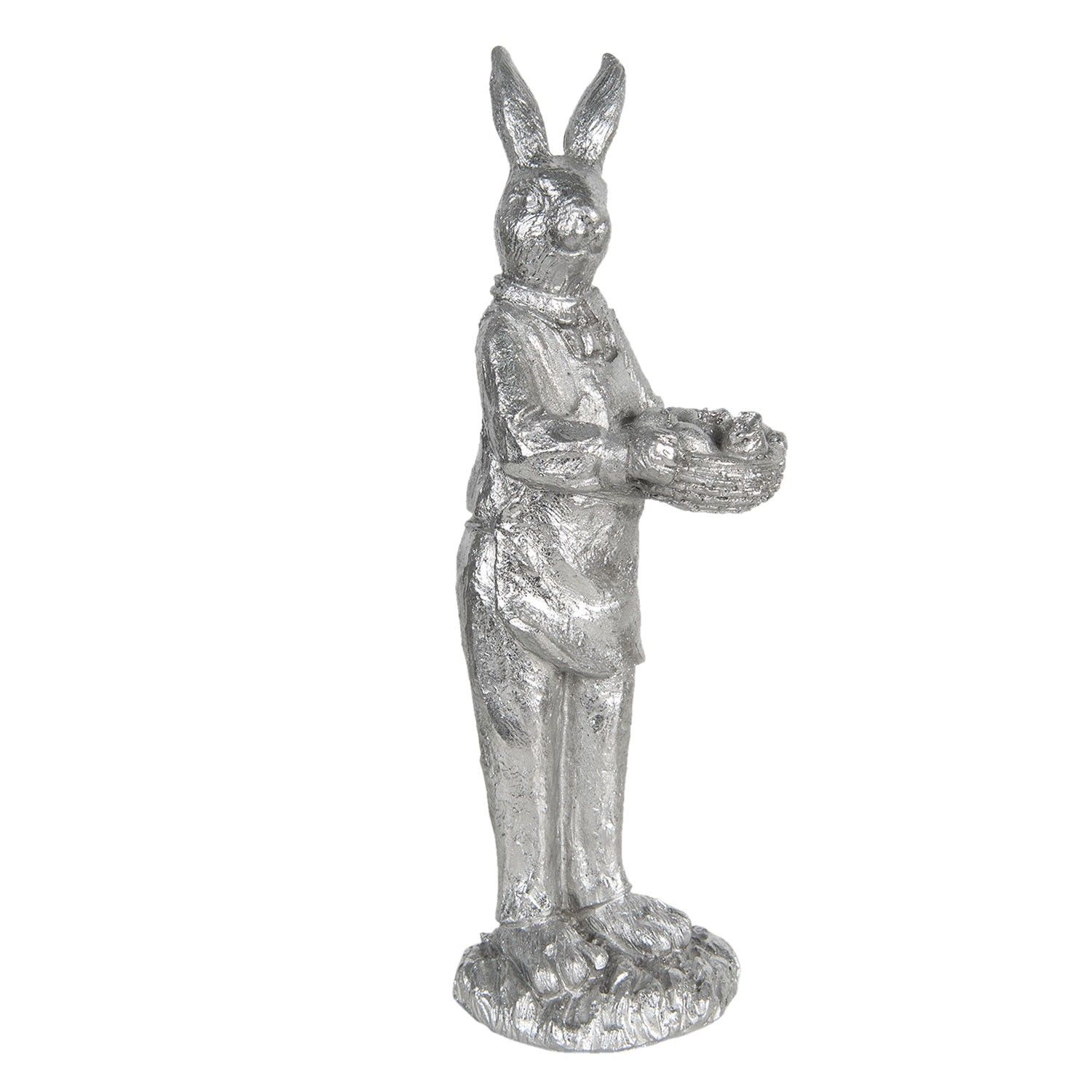 Stříbrná velikonoční dekorace králíka Métallique - 13*11*33 cm Clayre & Eef - LaHome - vintage dekorace