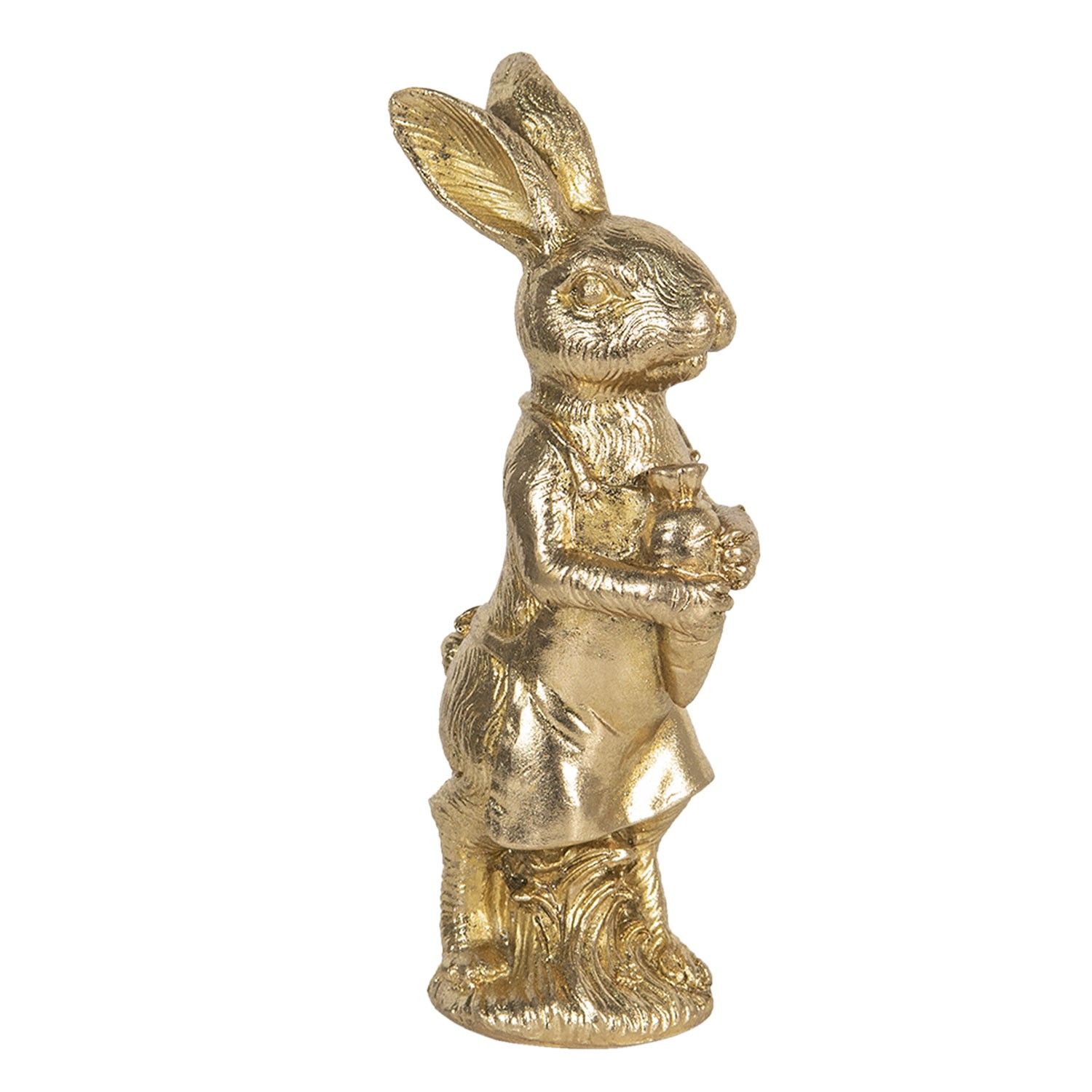 Velikonoční dekorace zlatého králíka s mrkví Métallique - 9*8*23 cm Clayre & Eef - LaHome - vintage dekorace