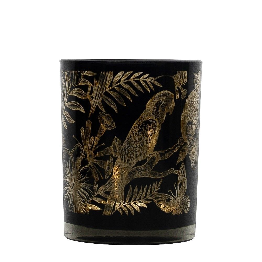 Černý svícen na čajovou svíčku s papoušky L - Ø 10*12cm Mars & More - LaHome - vintage dekorace