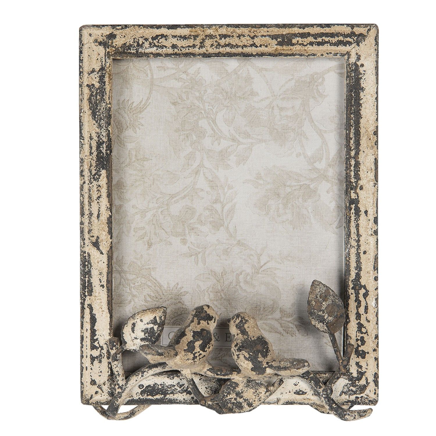 Kovový  vintage fotorámeček s patinou s dekorací ptáčků - 16*7*22 cm/15*20 cm Clayre & Eef - LaHome - vintage dekorace