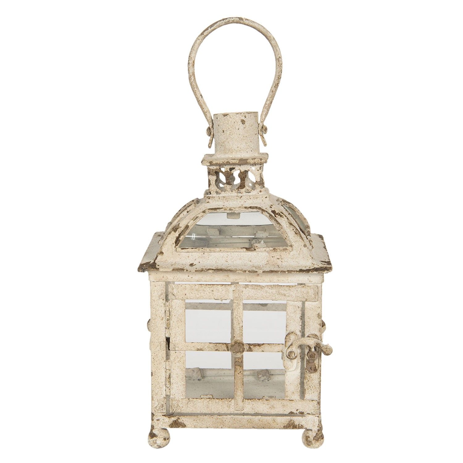 Kovová krémová lucerna ve vintage stylu Adolphe - 17*17*27 cm Clayre & Eef - LaHome - vintage dekorace