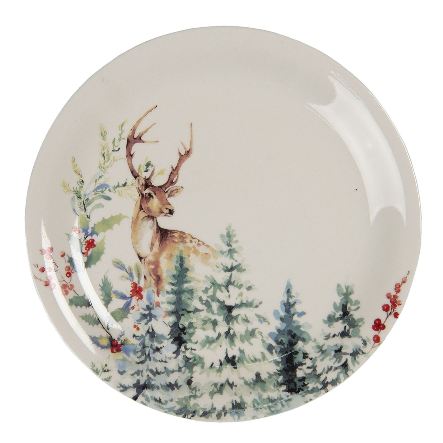 Dezertní keramický talířek Dearly Christmas – Ø 20 cm Clayre & Eef - LaHome - vintage dekorace