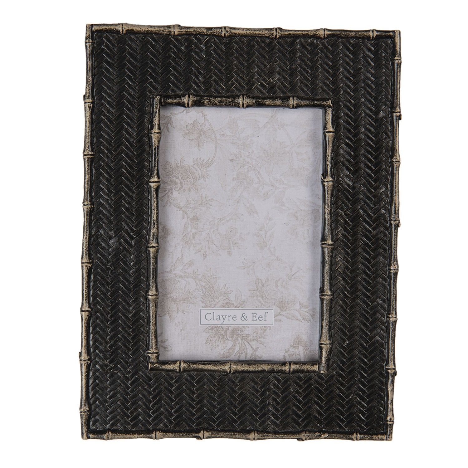 Černý fotorámeček s reliéfem - 18*1*23 cm / 10*15 cm Clayre & Eef - LaHome - vintage dekorace