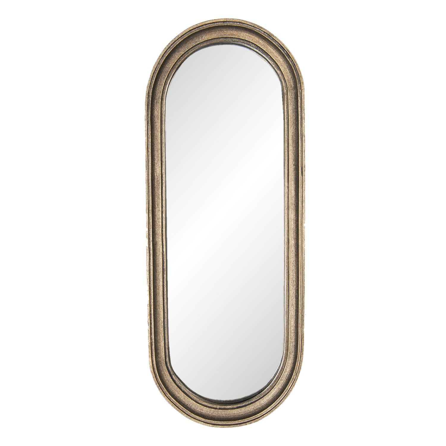 Oválné nástěnné zrcadlo s hnědým rámem Ann - 15*2*41 cm Clayre & Eef - LaHome - vintage dekorace