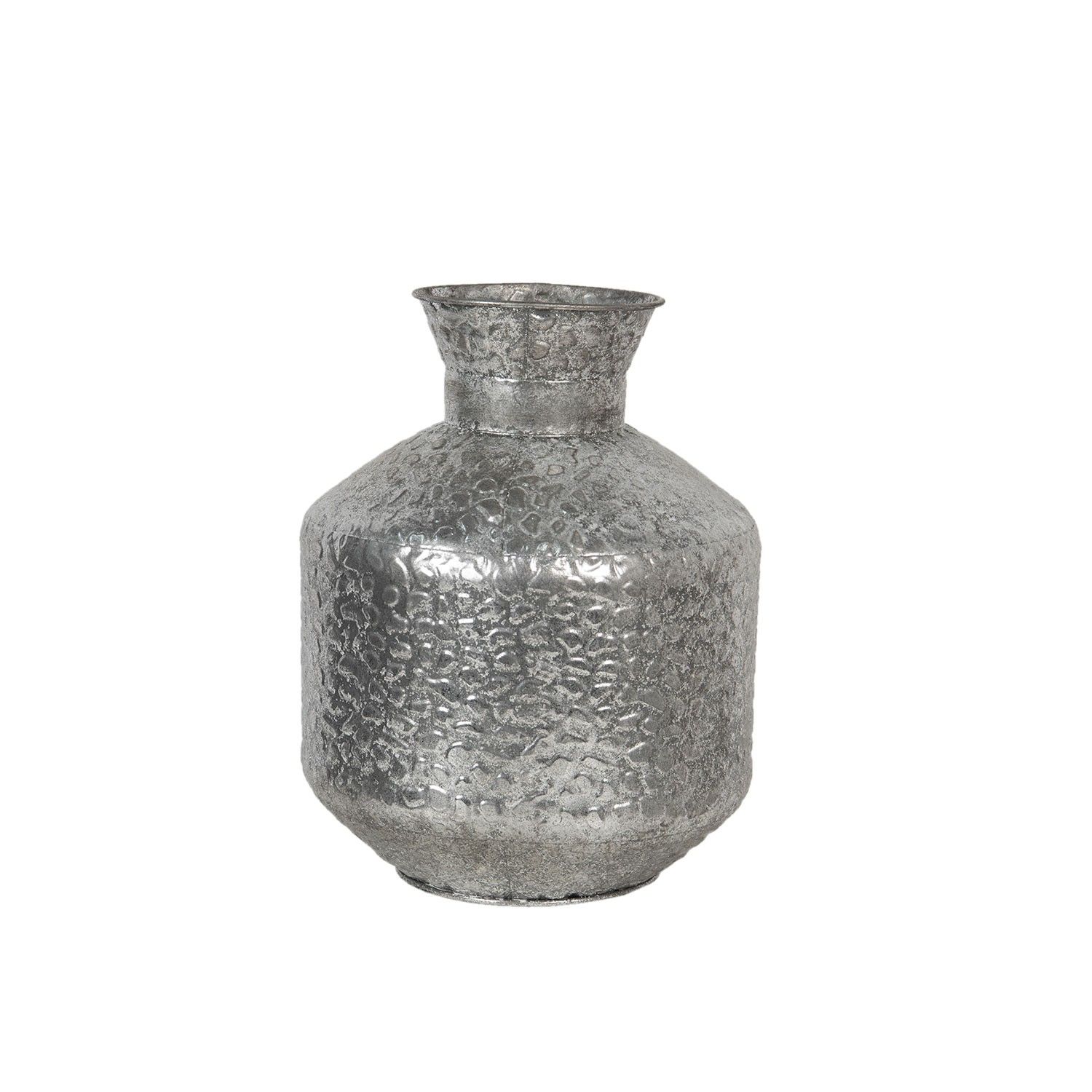 Stříbrná kovová váza s reliéfem Marquite – Ø 26*34 cm Clayre & Eef - LaHome - vintage dekorace