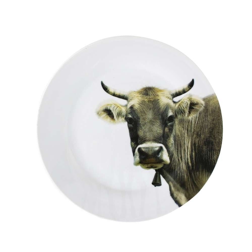 Porcelánový jídelní talíř s motivem švýcarské krávy -  Ø 27*3cm Mars & More - LaHome - vintage dekorace