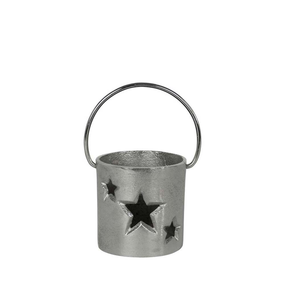 Stříbrný kovový svícen s hvězdami - Ø 12*12cm Mars & More - LaHome - vintage dekorace