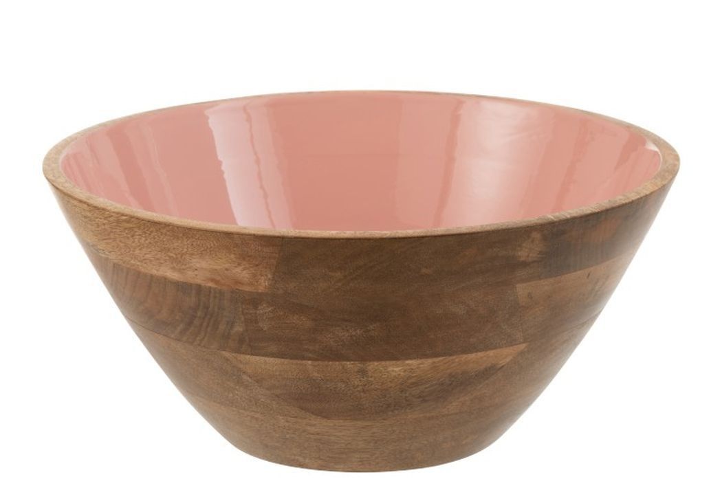 Dřevěná miska s růžovým vnitřkem Enamell large - ∅ 30*12,5cm J-Line by Jolipa - LaHome - vintage dekorace