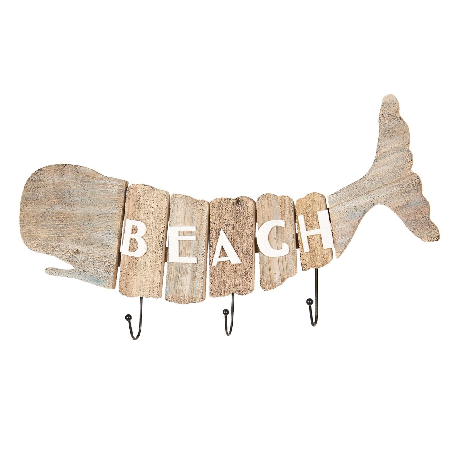 Dřevěný věšák velryba Beach - 58*5*27 cm Clayre & Eef - LaHome - vintage dekorace