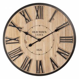 Dřevěné nástěnné hodiny s římskými číslicemi Old Town CLock – Ø 60*5 cm / 1*AA Clayre & Eef