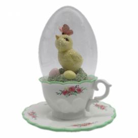 Velikonoční dekorace Kuře ve skleněném vajíčku - 12*15 cm Clayre & Eef