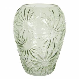 Zelená skleněná váza s květy Jasmina – Ø 22*30 cm Clayre & Eef