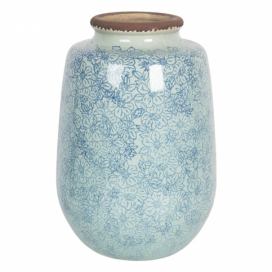 Velká vintage keramická váza s kvítky Bleues – Ø 17*26 cm Clayre & Eef