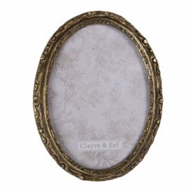 Oválný zlatý fotorámeček s patinou - 15*2*20 cm / 13*18 cm Clayre & Eef LaHome - vintage dekorace