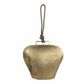 Zlatý kovový zvonek ve tvaru kravského zvonu - 16*8*16 cm Mars & More