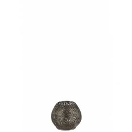 Černý menší kovový svícen orient na  čajovou svíčku - 12,5*12,5*9,5 cm J-Line by Jolipa