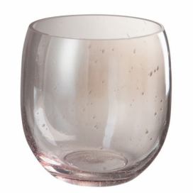 Růžová skleněná váza Bubble - Ø 17*17 cm J-Line by Jolipa