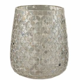 Stříbrný skleněný svícen Mosaic M - Ø15*17,5 cm J-Line by Jolipa