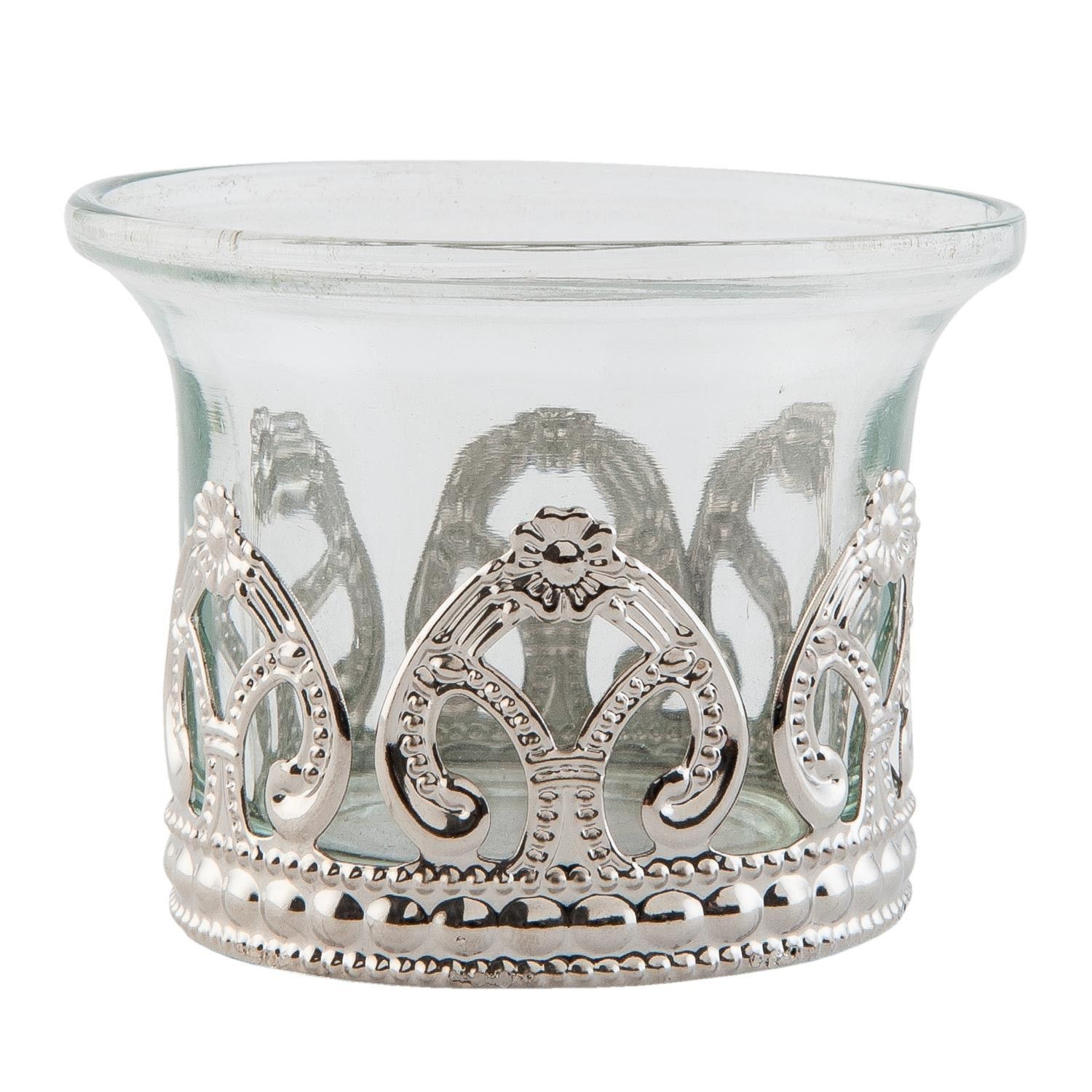 Skleněný svícen na čajovou svíčku Metal ∅ 6*5 cm Clayre & Eef - LaHome - vintage dekorace
