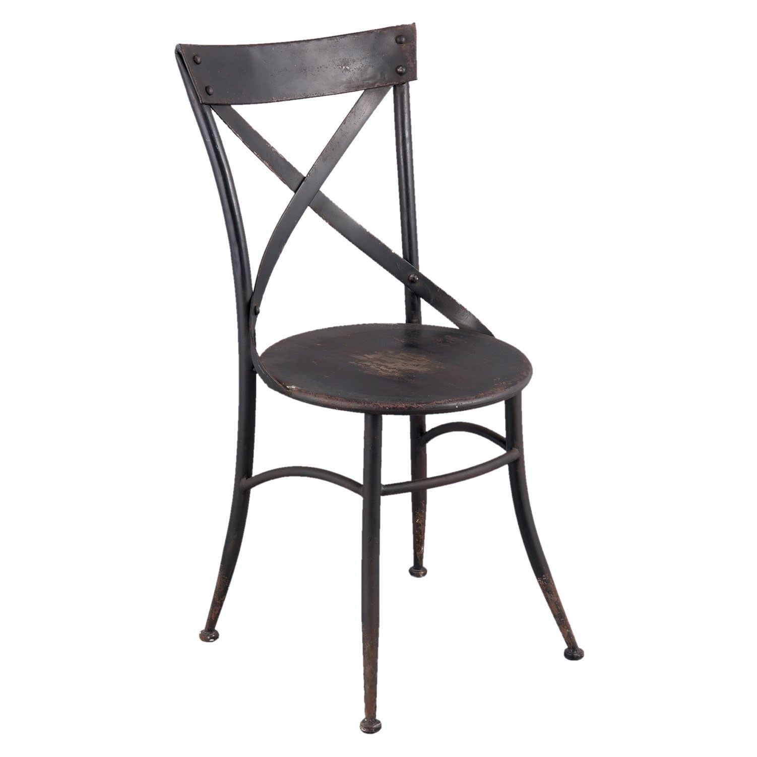 Kovová černá židle Retro s patinou - 41*41*88 cm Clayre & Eef - LaHome - vintage dekorace