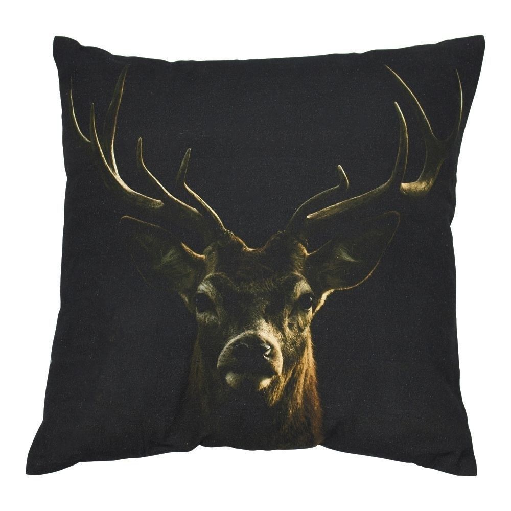 Černý polštář s jelenem Black Deer - 50*10*50cm Mars & More - LaHome - vintage dekorace