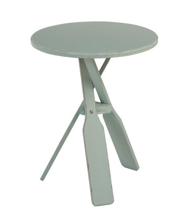 Mintový dřevěný odkládací stolek s pádly Paddles - Ø 45*56cm J-Line by Jolipa - LaHome - vintage dekorace