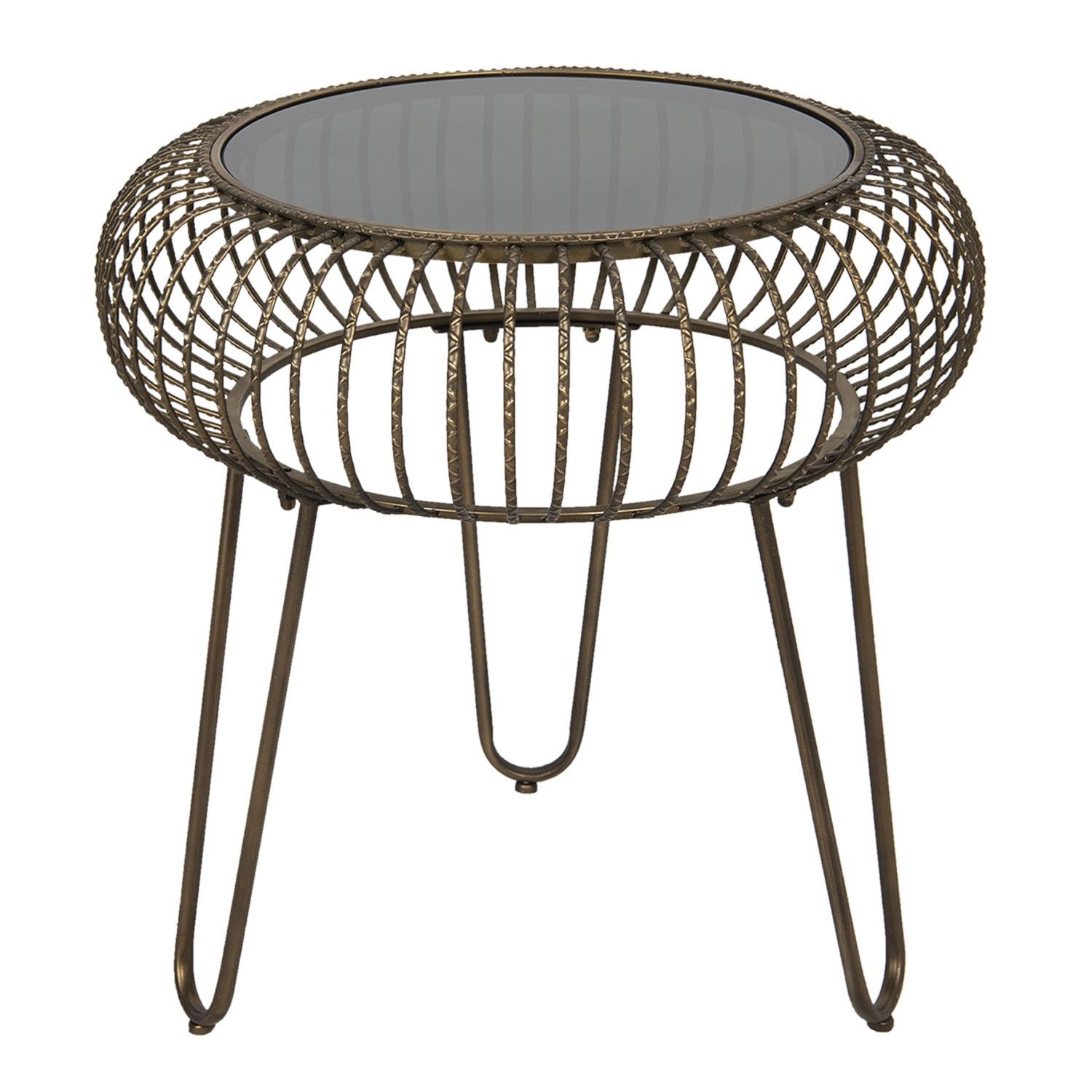 Kovový odkládací stolek Fabio se skleněnou deskou- 48*47 cm Clayre & Eef - LaHome - vintage dekorace