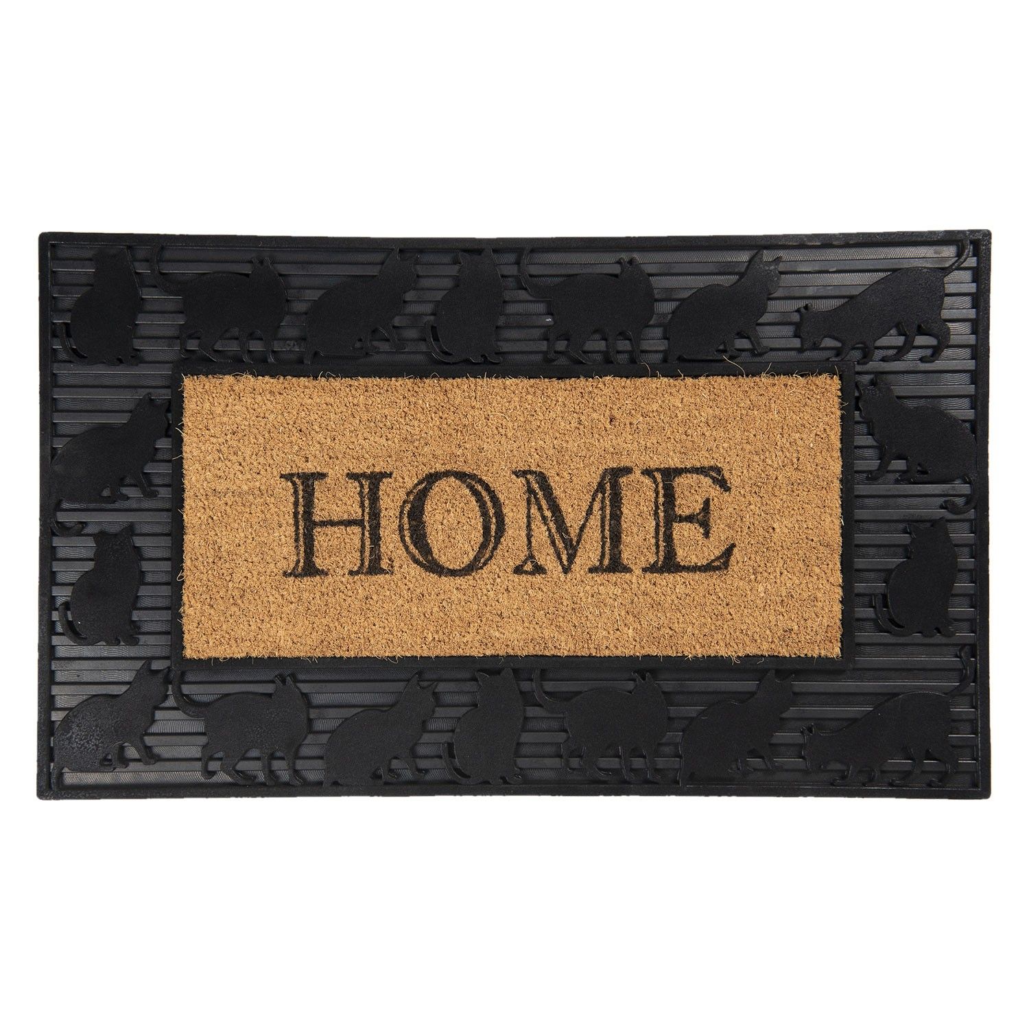 Gumová rohožka s motivy koček Home - 75*45*2 cm Clayre & Eef - LaHome - vintage dekorace