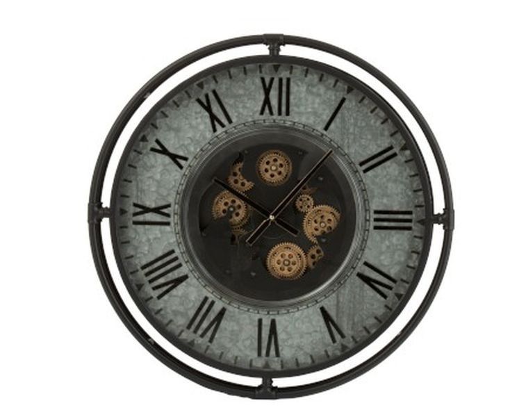 Kovové nástěnné hodiny s pohyblivým strojkem Romani - ∅68*10cm J-Line by Jolipa - LaHome - vintage dekorace