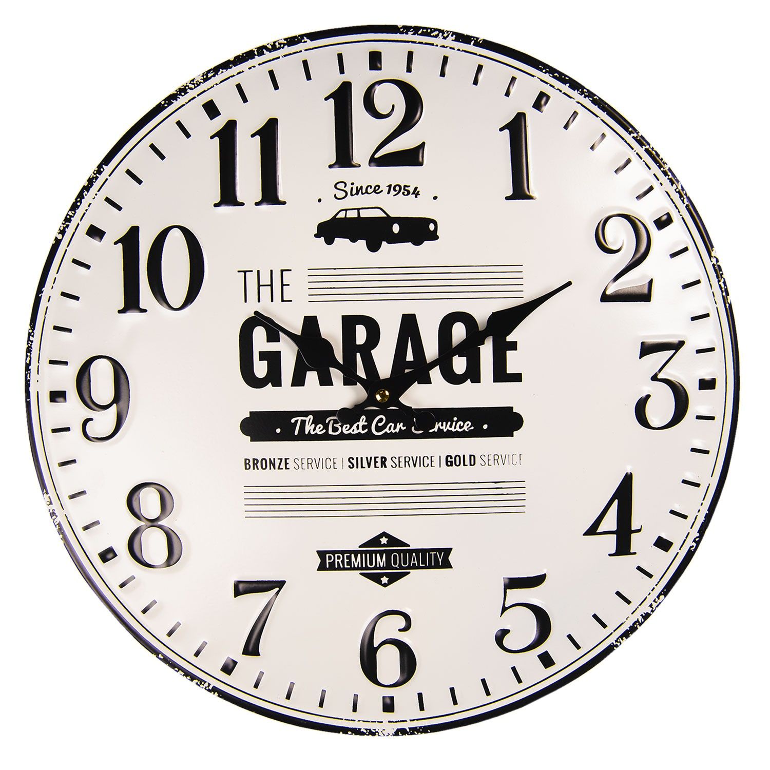 Nástěnné kovové hodiny The Garage – Ø 40 cm / 1*AA Clayre & Eef - LaHome - vintage dekorace