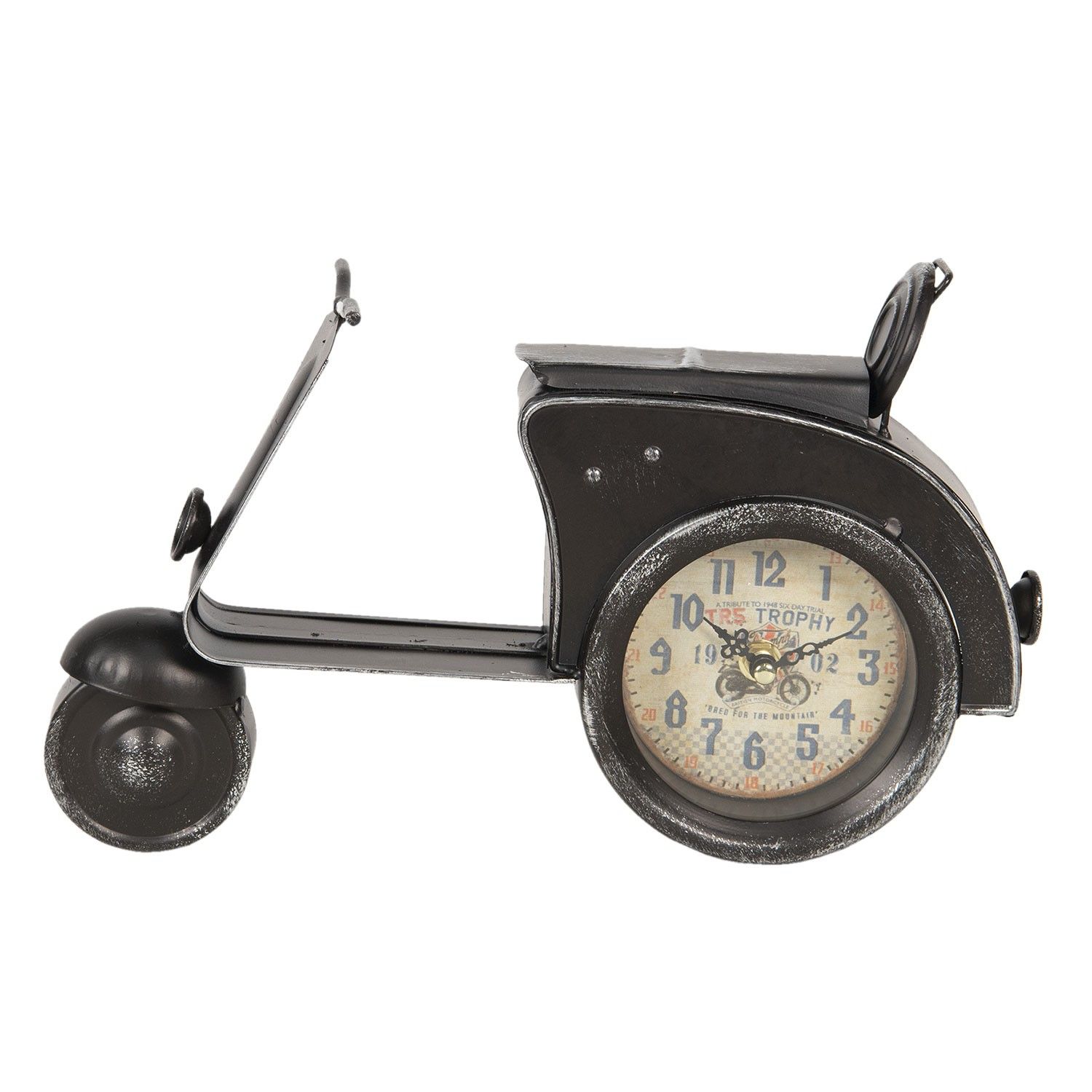 Stolní hodiny v designu retro mopedu - 32*8*19 cm / 1*AA Clayre & Eef - LaHome - vintage dekorace