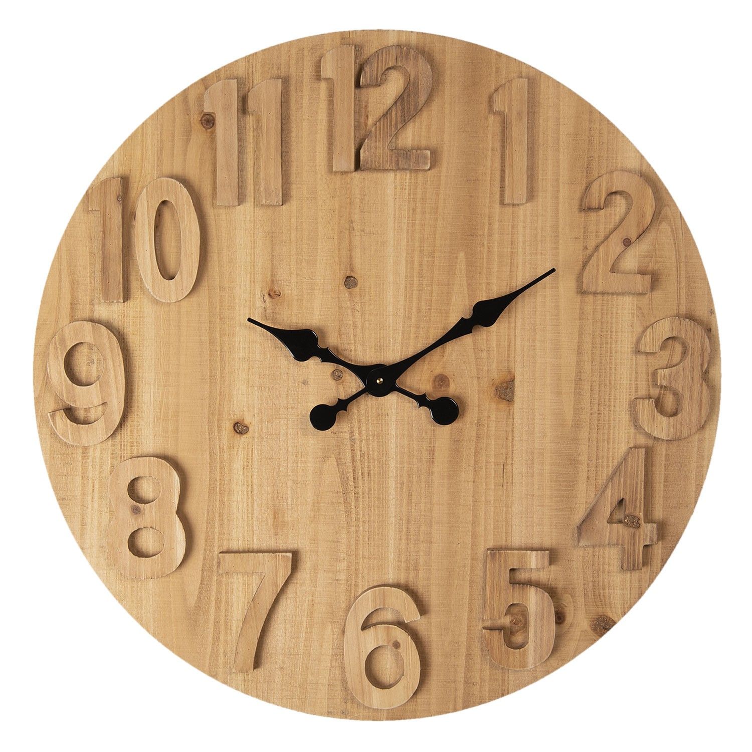 Velké dřevěné nástěnné hodiny Urilla – Ø 70*5 cm / 1*AA Clayre & Eef - LaHome - vintage dekorace