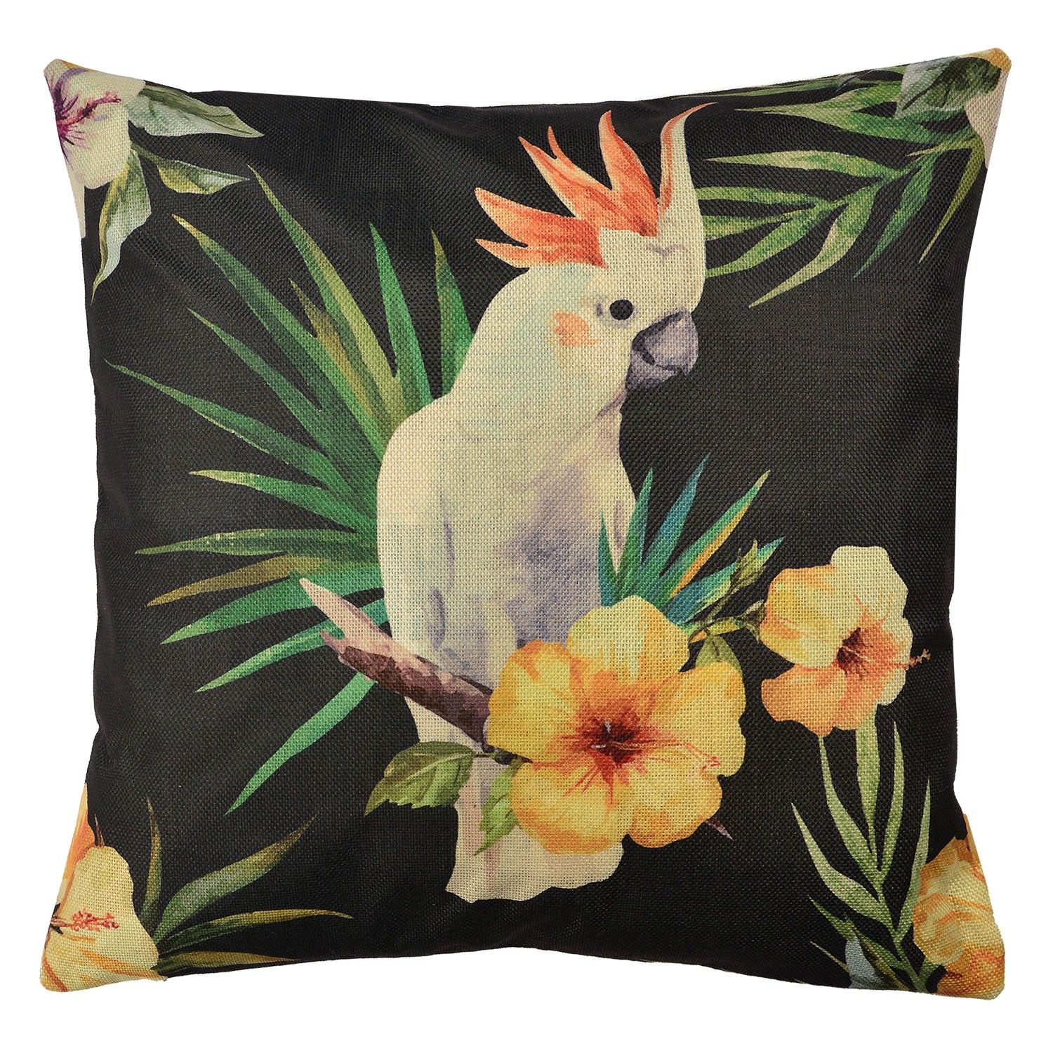 Povlak na polštář s motivem papouška kakadu - 43*43 cm Clayre & Eef - LaHome - vintage dekorace