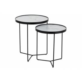 Set 2 odkládacích stolků v marble designu Helaine - Ø 45*55 cm J-Line by Jolipa