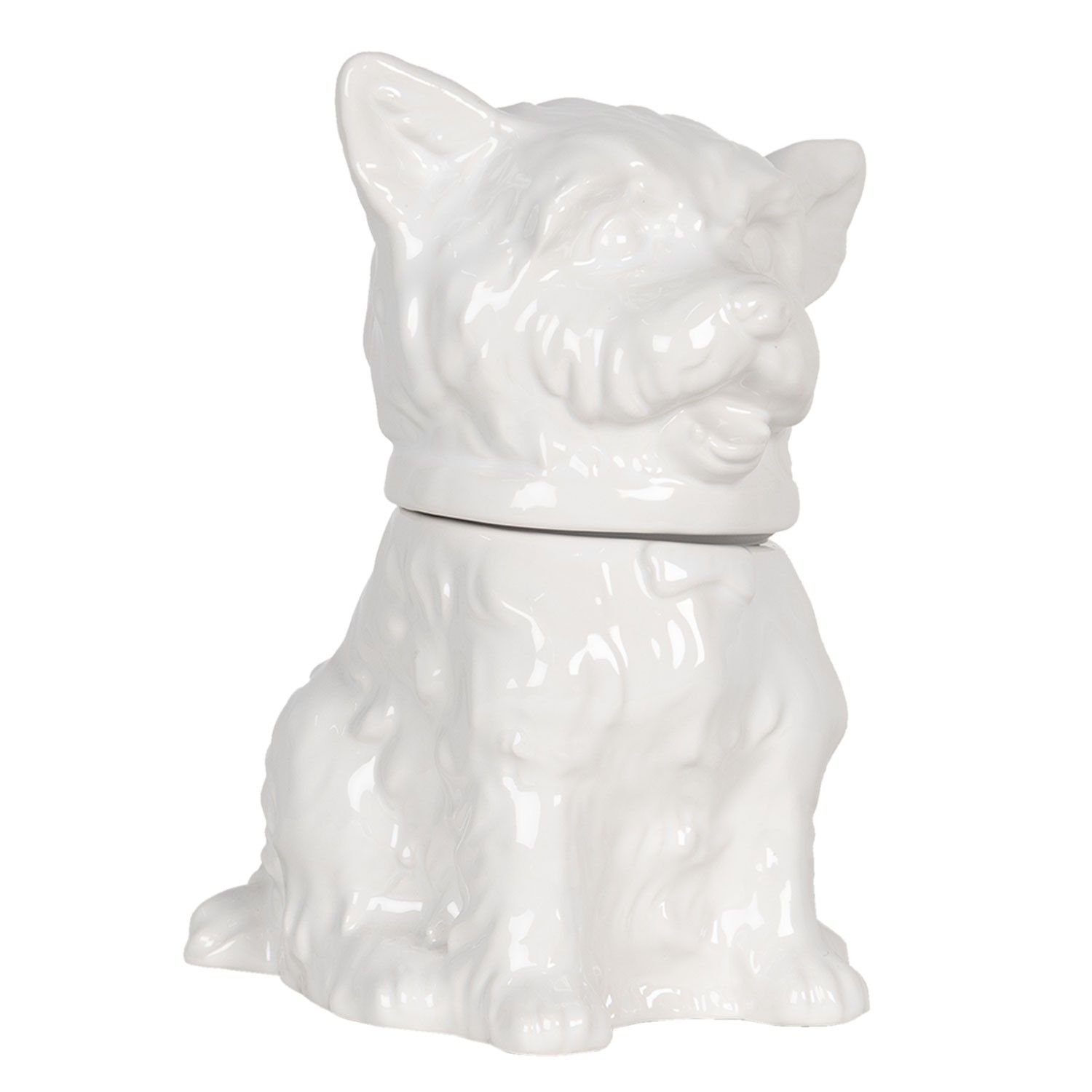 Bílá keramická skladovací dóza s designem psa Campagne - 20*20*26 cm Clayre & Eef - LaHome - vintage dekorace