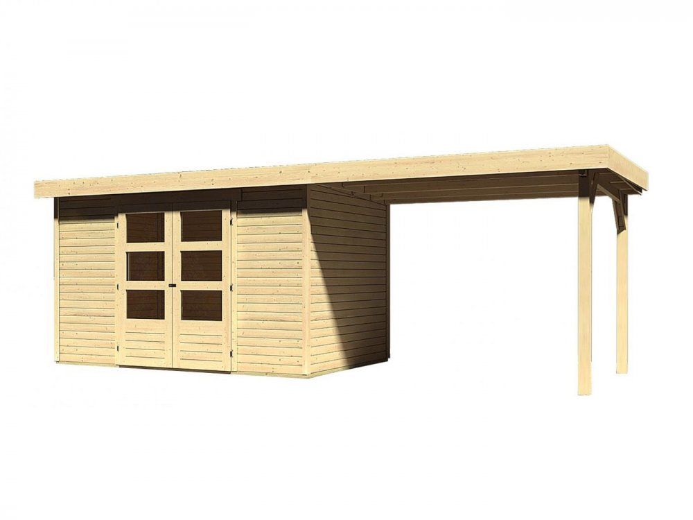 Dřevěný zahradní domek ASKOLA 4 s přístavkem 280 Lanitplast Smrk - DEKORHOME.CZ