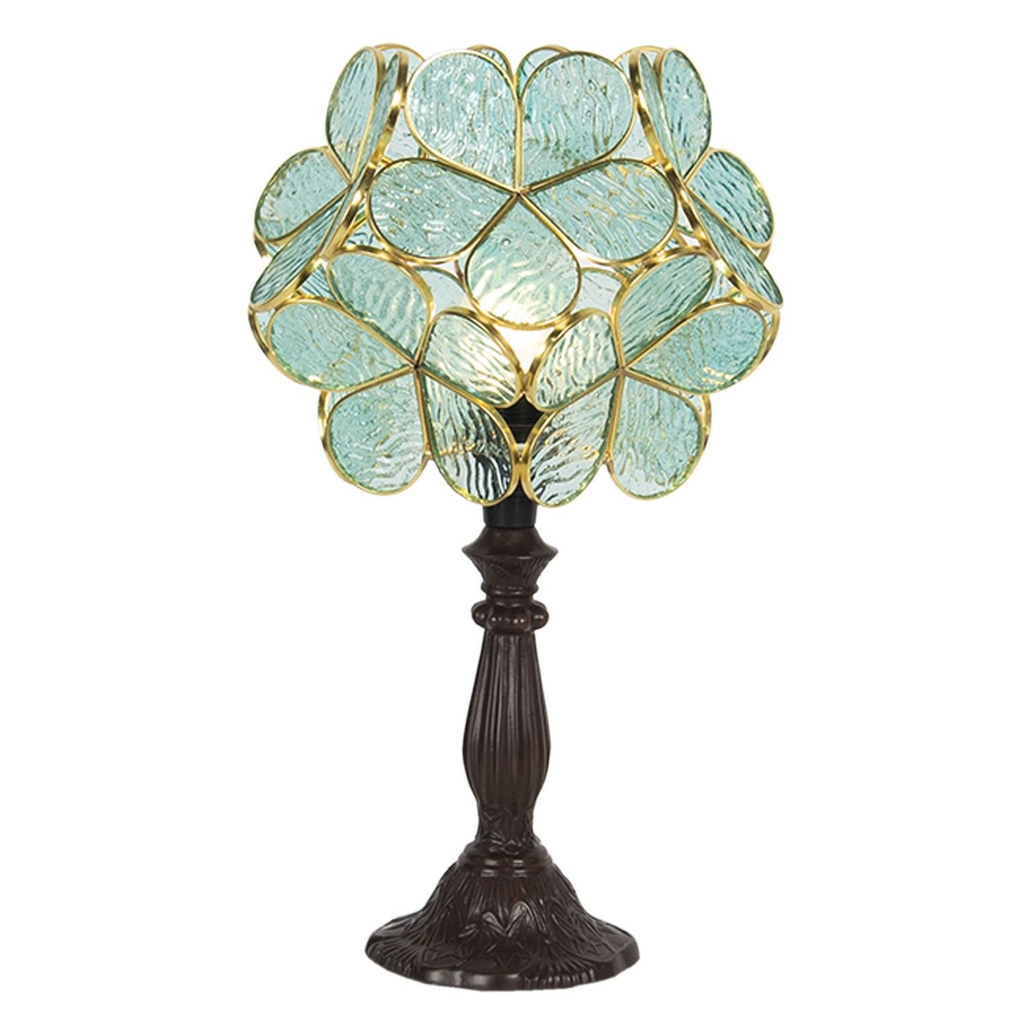 Modrá stolní lampa Tiffany Bloom - 21*21*38 cm Clayre & Eef - LaHome - vintage dekorace