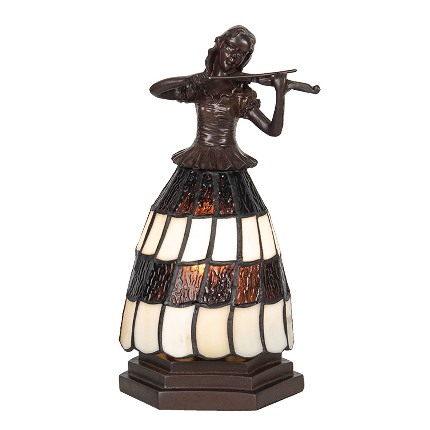 Stolní Tiffany lampa Violoniste - 13*13*26 cm E14/max 1*25W Clayre & Eef - LaHome - vintage dekorace